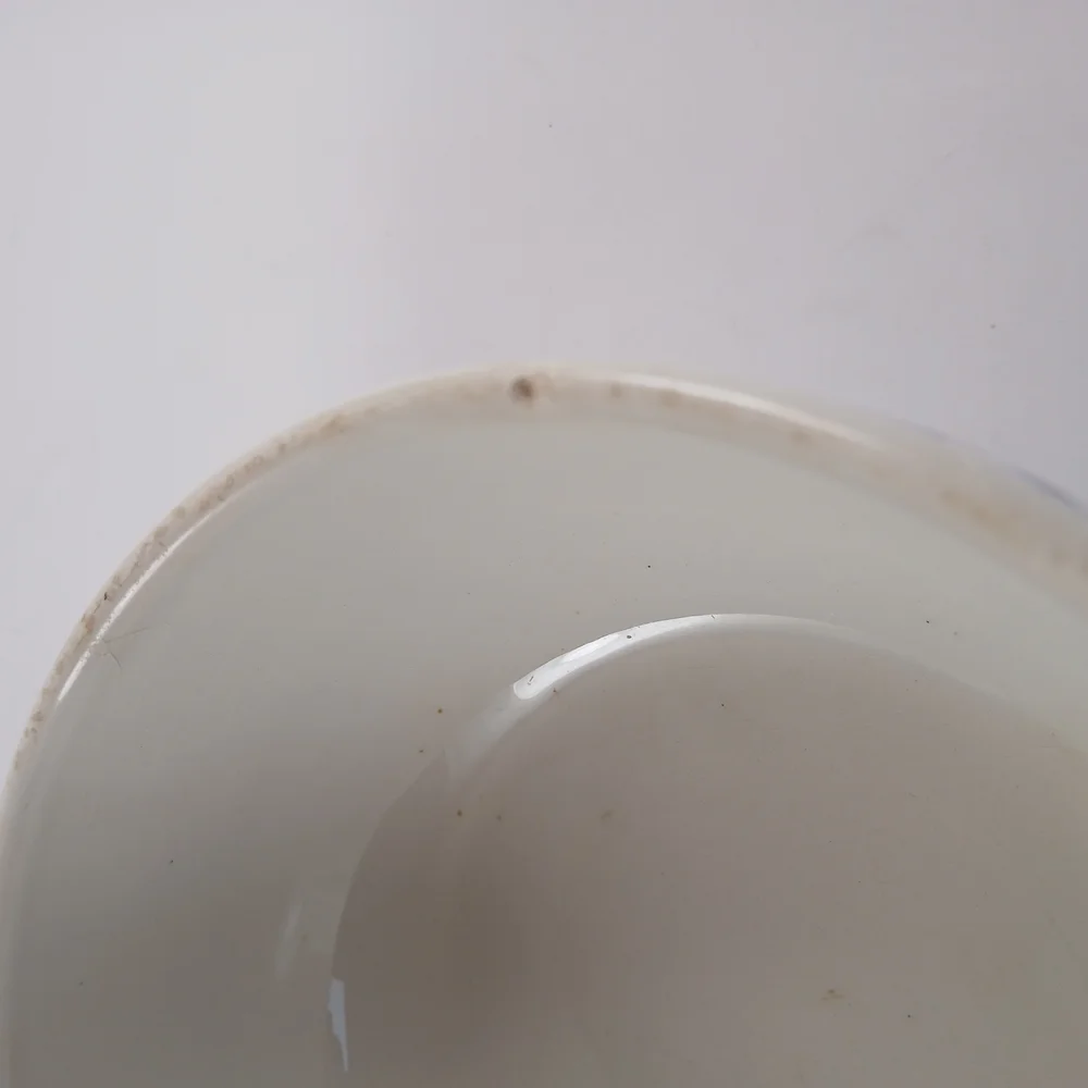 Czechoslovakia Art Deco Ceramic Bowl White With Blue Cherries 5 7/8